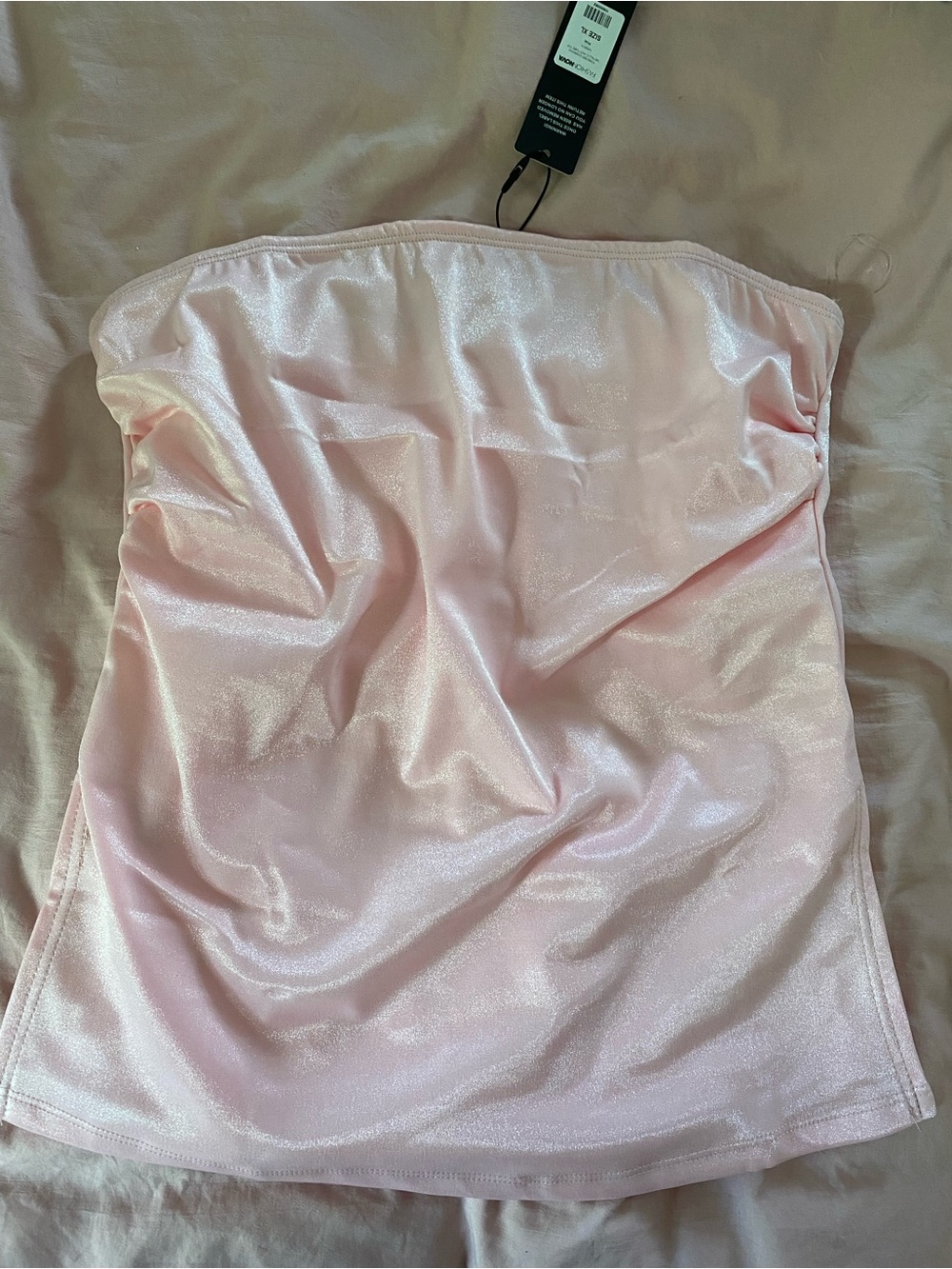 Forever Charming Metallic Knit Tube Top — Light Pink